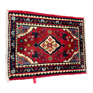 1990s Handwoven Persian Hamedan Area Rug 1'7" X 2'1"