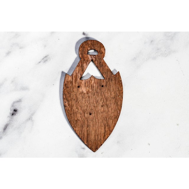 Charming English Miniature Antique Edwardian Hand Painted Carved Wood School Shield Plaque Preppy Academic Home Decor For Sale - Image 9 of 9