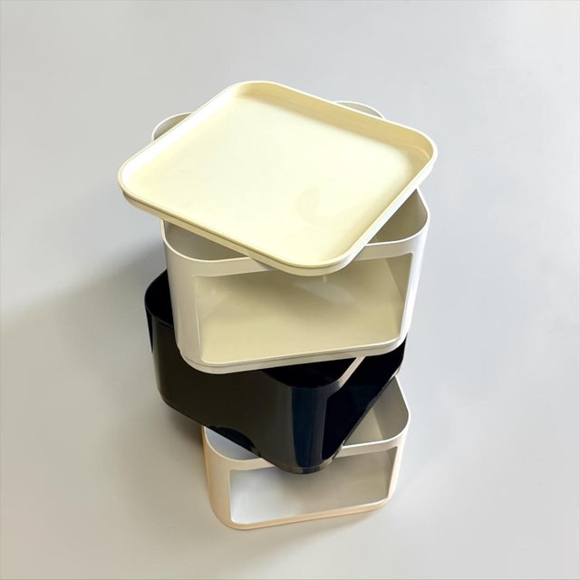 Vintage Black and White Componibili 4970 by Anna Castelli Ferrieri for Kartell, Italy, 1970s, Set of 3 For Sale - Image 13 of 16