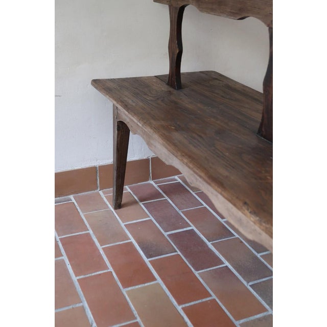 19th Century French Rustic Bench in Wood with Scalloped Back For Sale - Image 12 of 14