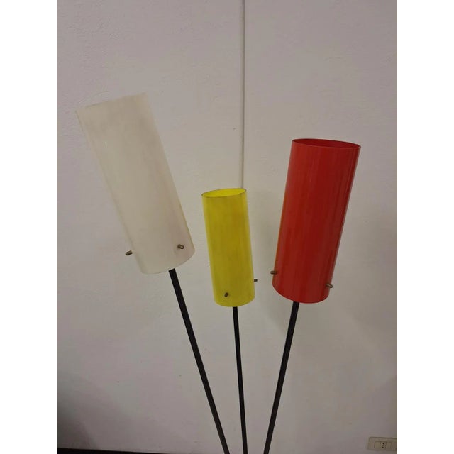 Esperia Floor Lamp with Marble Base, Brass Stem and 3 Colored Esperia Cylinders For Sale - Image 4 of 8