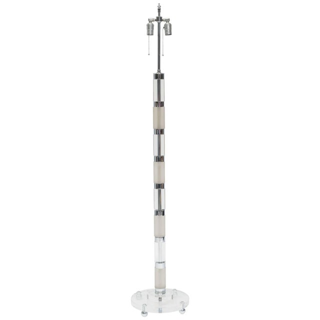 Chrome and Lucite Floor Lamp For Sale In New York - Image 6 of 6