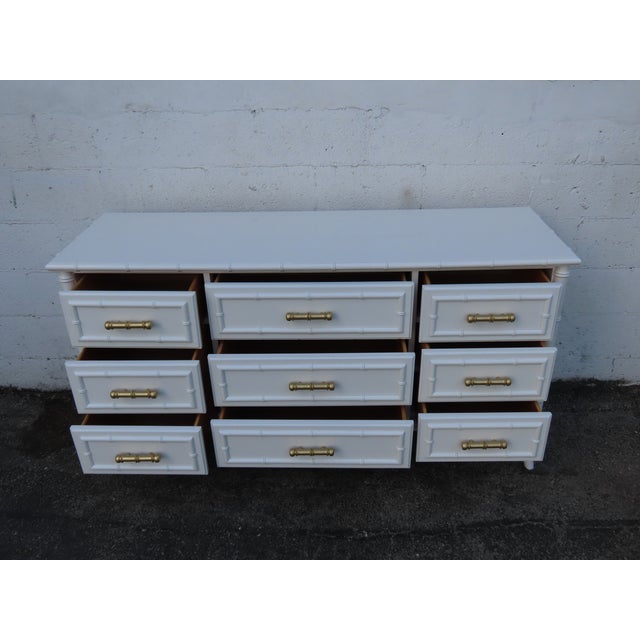 Late 20th Century Dixie Aloha Hollywood Regency Faux Bamboo Painted Long Sideboard Dresser 6137 For Sale - Image 5 of 17