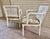 Chinoiserie Late 20th Century Faux Bamboo and Cane Backed Armed Side / Accent Chairs in Off White With Upholstered Seat - A Pair For Sale - Image 3 of 12