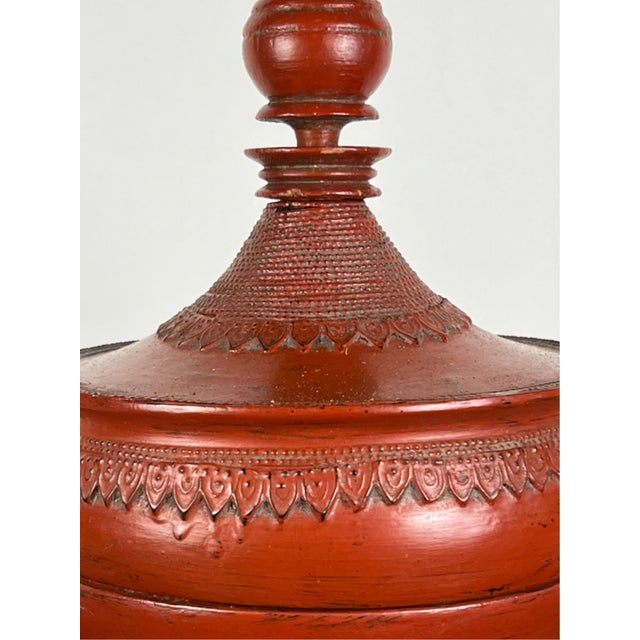 Antique Burmese Lacquered Offering Vessel (Hsun-Ok) For Sale - Image 4 of 11