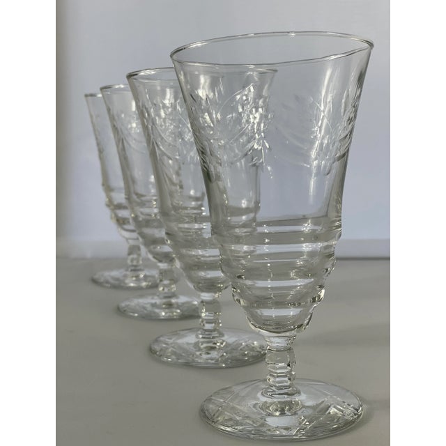 Vintage 1947 Libbey Rock Sharpe Arctic Rose Iced Tea Stemware- Set of 4 For Sale - Image 10 of 10