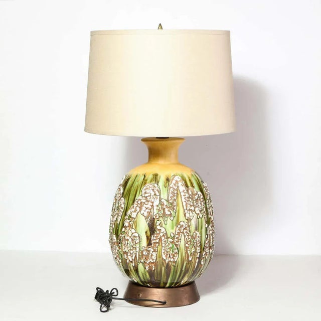 Mid Century Hand Glazed Expressionistic Organic Modern Ceramic Lamps - A Pair For Sale - Image 10 of 13