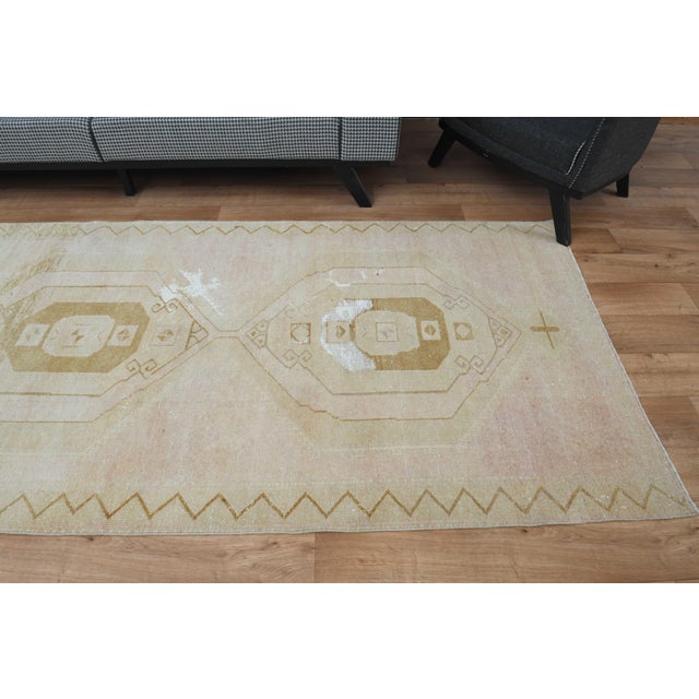 1970s Vintage Handmade Wool Cotton Turkish Beige Area Rug For Sale - Image 11 of 11