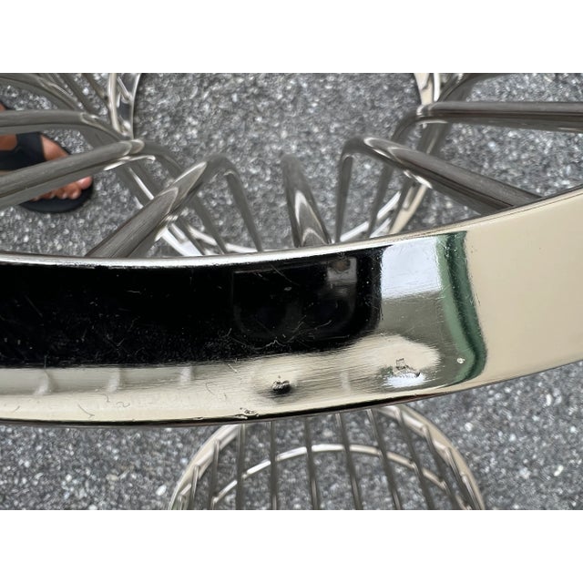 Metal Cage Side Tables White Frosted Glass Tops For Sale - Image 10 of 10