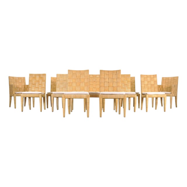 Set of Twelve John Hutton Donghia Block Island Cane Dining Chairs For Sale
