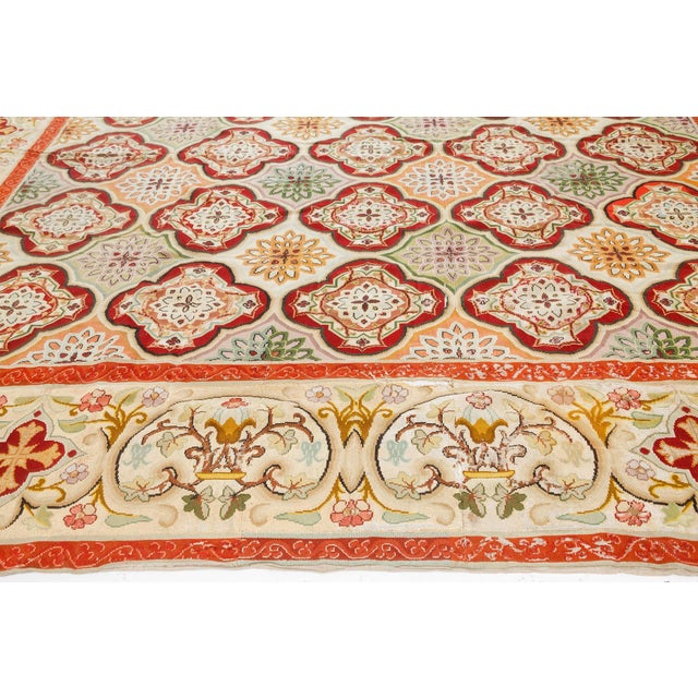 Late 19th Century Antique French Botanical Needlepoint Carpet For Sale - Image 5 of 5