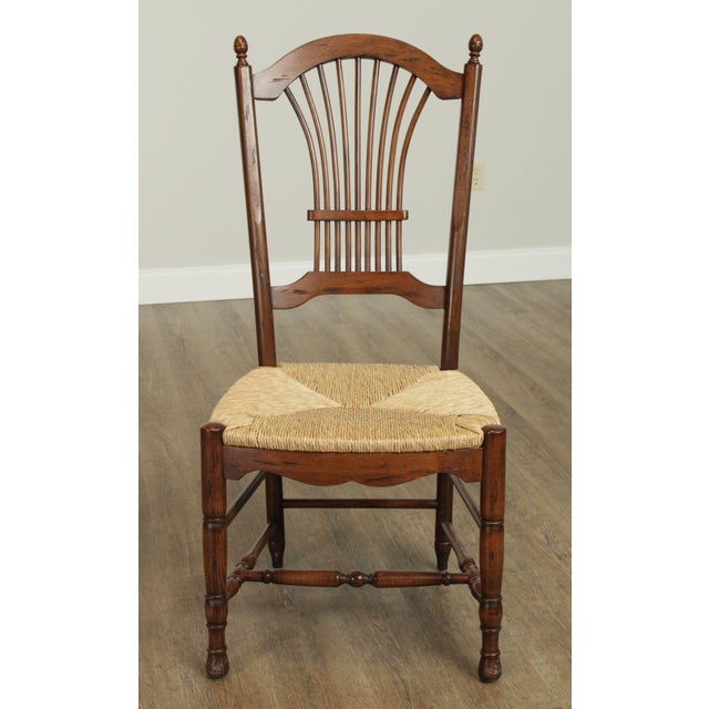 French Country Style Quality Wheat Back Rush Seat Dining Chairs Set