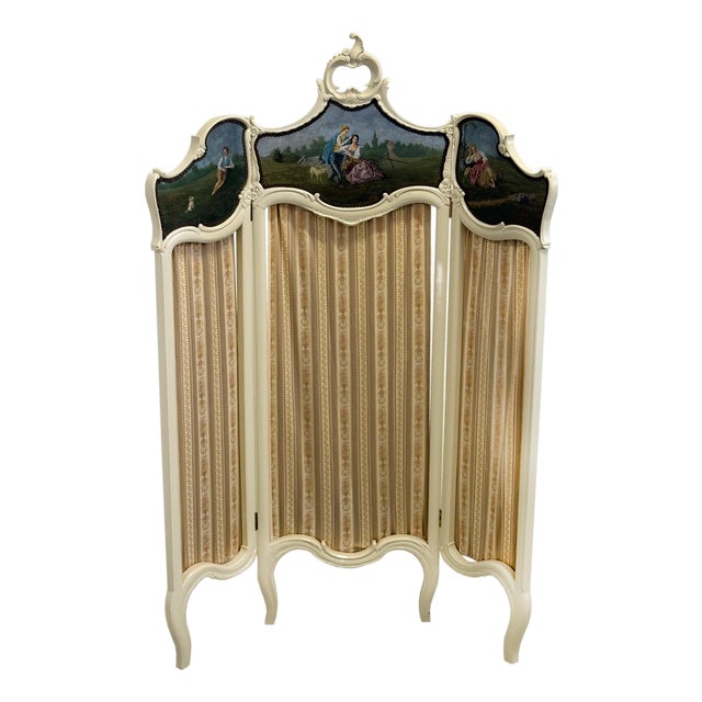 Antique Three-Panel Folding Screen, 1880s For Sale