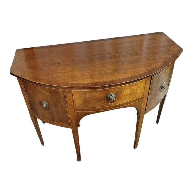 Antique English Sideboard Circa 1800 Georgian Inlaid Mahogany Bow Front For Sale