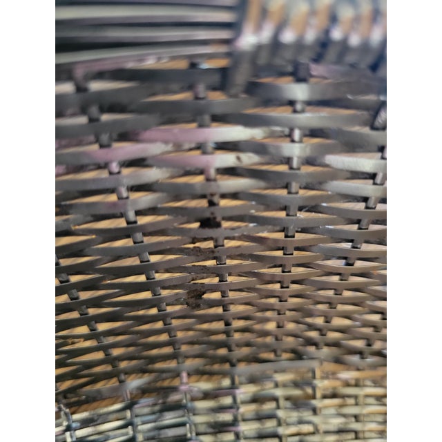 Silver Vintage Woven Metal Basket For Sale - Image 8 of 12