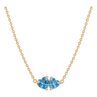 Swiss Blue Topaz Heart Necklace | Dainty Gemstone Everyday Necklace | December Birthstone Necklace For Sale
