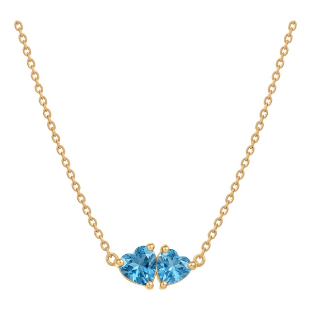 Swiss Blue Topaz Heart Necklace | Dainty Gemstone Everyday Necklace | December Birthstone Necklace For Sale