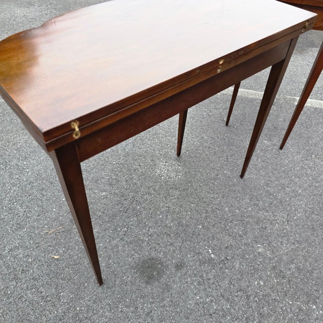 Pair of Vintage Baker Furniture Federal Style Inlaid Mahogany Card Tables For Sale - Image 9 of 17