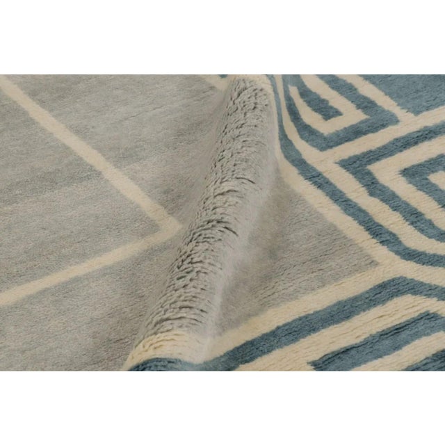 Textile Rug & Kilim’s Oversized Contemporary Art Deco Style Rug in Teal, Ivory & Gray For Sale - Image 7 of 11
