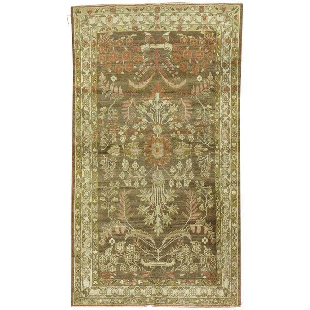Early 20th Century Elegant Brown Green Persian Malayer Rug - 4'3" x 6'9" For Sale - Image 15 of 18