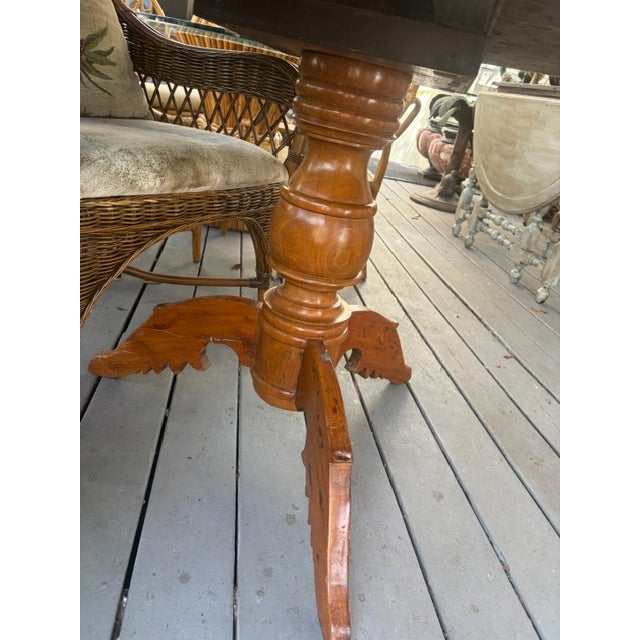 Antique French Fruitwood Round Kitchen Dining Table 45 Inches For Sale - Image 4 of 4
