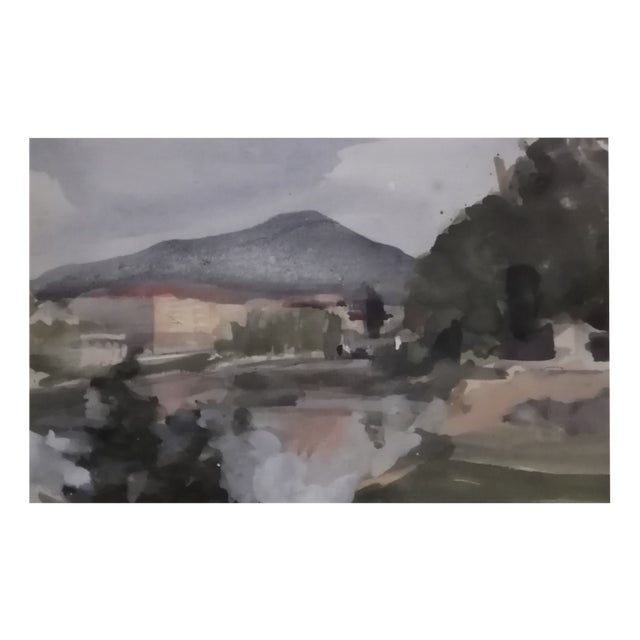 René Guinand, L'Arve et le Salève, Watercolor on Paper, Framed For Sale