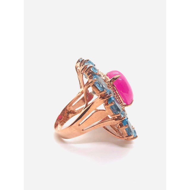 Bochic “Capri” Vintage Diamond, Ruby, Peridot & Citrine Ring - 18K Gold & Silver For Sale - Image 10 of 16