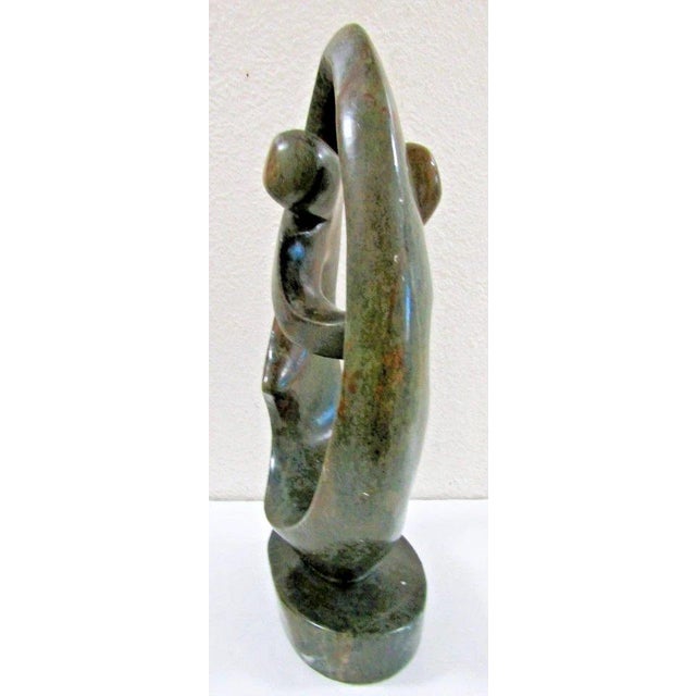 1920sLarge Hand-Carved Shona Serpentine Stone Couple Sculptur For Sale - Image 9 of 13
