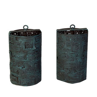 Traditional Perforated Metal Mexican Shade -A Pair For Sale