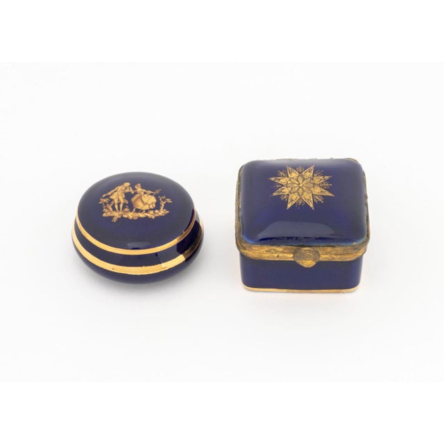 KPM and Limoges Cobalt Blue Porcelain Boxes, 10 For Sale - Image 13 of 17