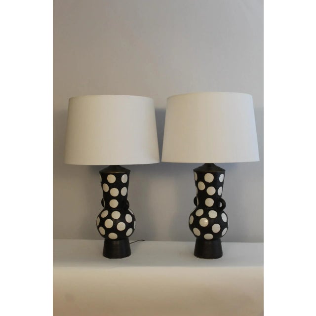 Mid-Century Modern Early 20th Century Lotte and Gunner Bostlund Style Ceramic Lamps - a Pair For Sale - Image 3 of 11