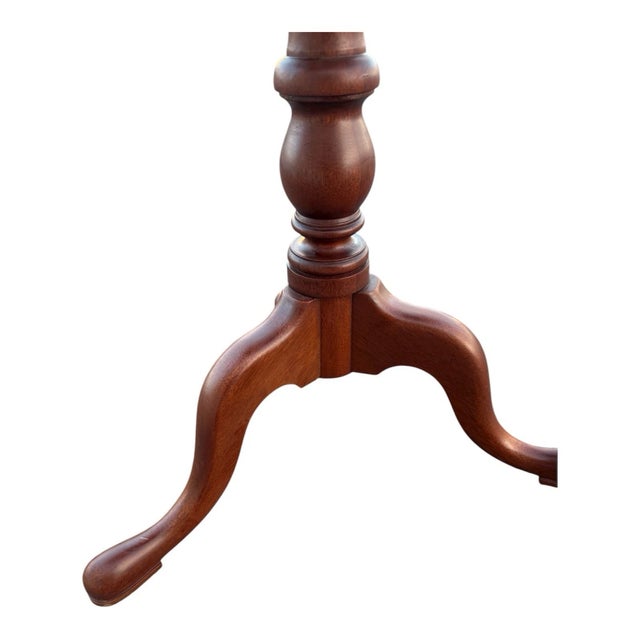1970s Walnut Pie Crust Side Table Georgian Style Tripod Pedestal For Sale - Image 17 of 18