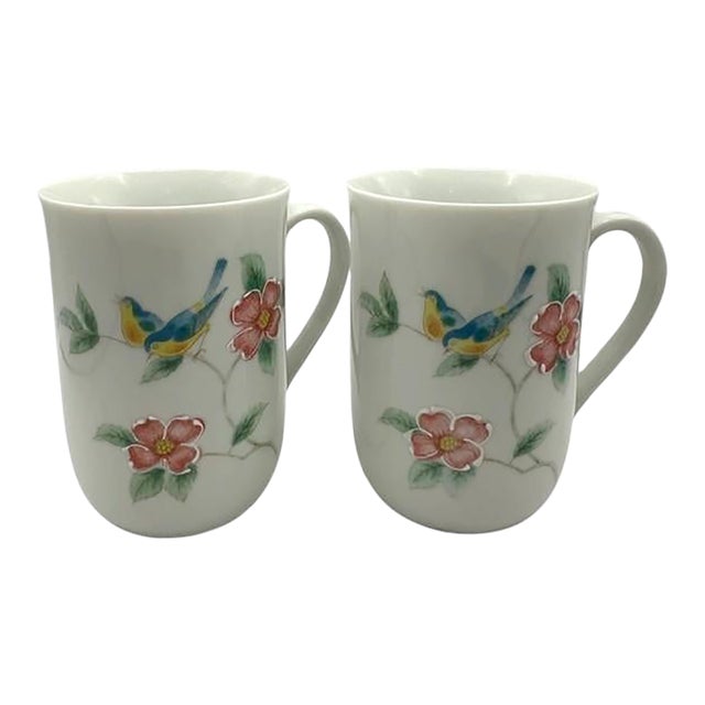 Vintage 1970s Otagiri Japan "Floral Mist" Coffee Mugs - Set of 2 For Sale