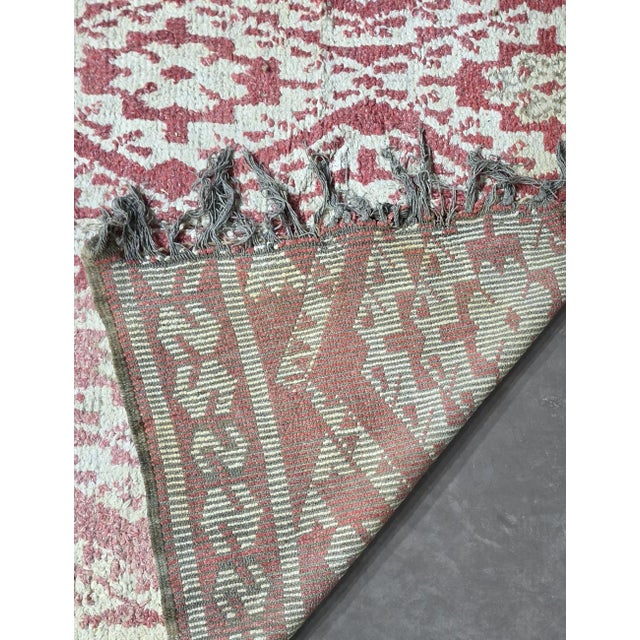 Vintage Red Moroccan Rug | Handwoven Berber Wool Rug with Diamond Lattice Pattern This striking vintage Moroccan rug...