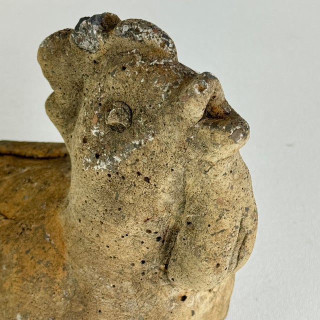 Stone Antique 19th Century French Cast Stone Garden Crowing Rooster, Signed For Sale - Image 7 of 9