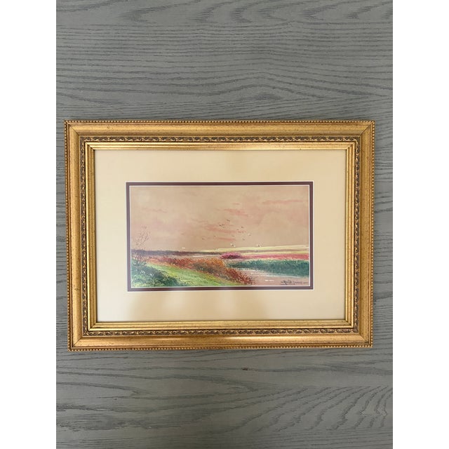 Paint Late 19th Century Abraham Hulk Jr. Signed Watercolor Landscape Painting in Gilt Frame For Sale - Image 7 of 9