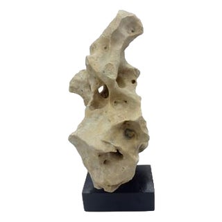 Indonesian Coral Stone On Teak Stand For Sale