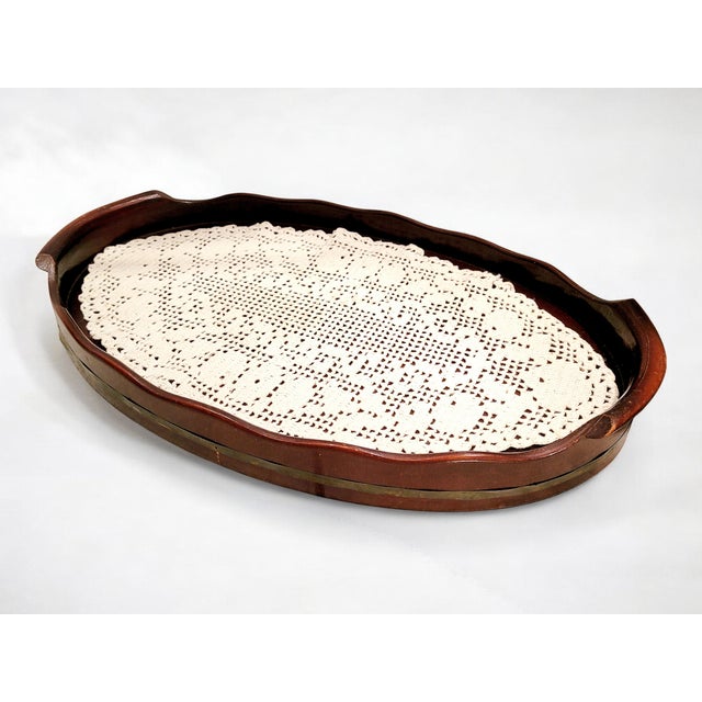Antique Dutch Mahogany Serving Tray with Copper-Banded Detail, 18th Century For Sale - Image 6 of 14