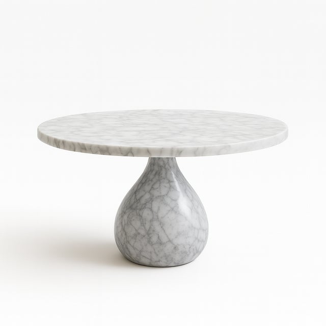 Stone Round White Carrara Marble Coffee Table by Andrea Grasso For Sale - Image 7 of 7