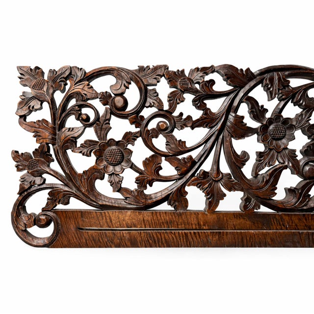 Beautiful vintage hand carved burlwood floral design architectural bracket for decorative purposes or to display fabric or...