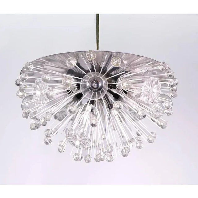 Gold Sputnik Chandelier in Crystal & Chrome in the style of Emil Stejnar for Rupert Nikoll, Austria, 1950 For Sale - Image 8 of 10