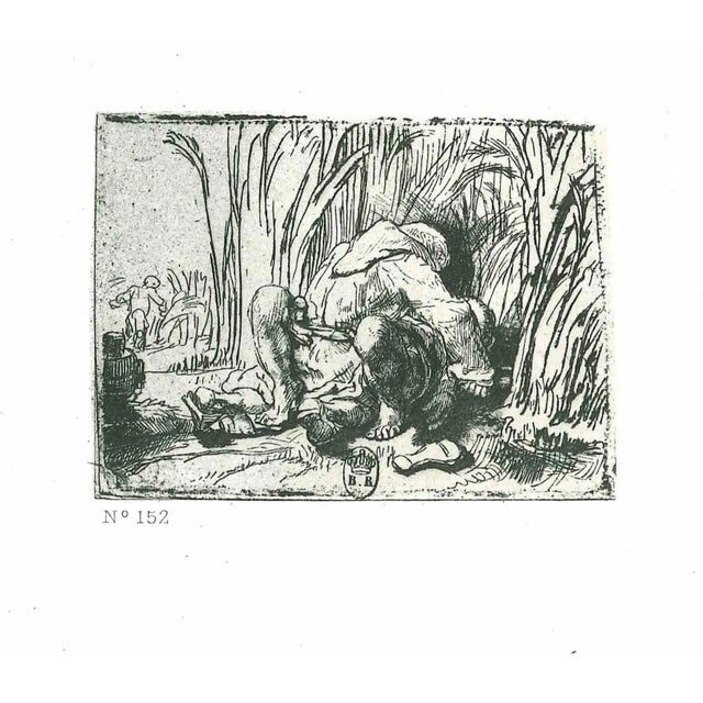 After Rembrandt, The Monk in the Cornfield, Etching, 19th Century For Sale - Image 3 of 3