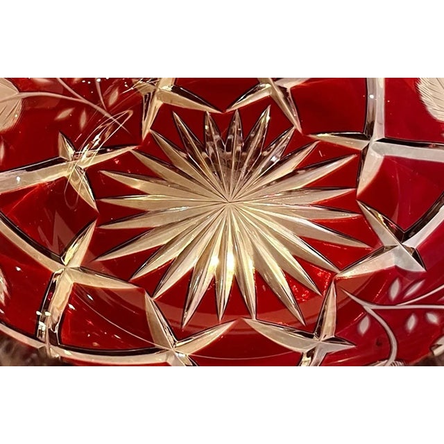 Antique Ruby Cut to Clear Glass Bowl For Sale - Image 4 of 5