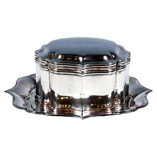 Antique Silver Tin on Presenter by J.M. Van Kempen en Zonen, Netherlands, 1872, Set of 2 For Sale - Image 10 of 10