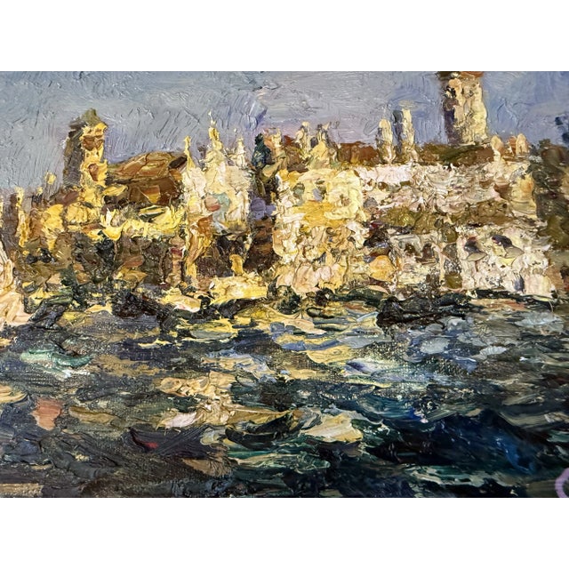 Ink Blue Pair of Venetian Oil Paintings For Sale - Image 8 of 11