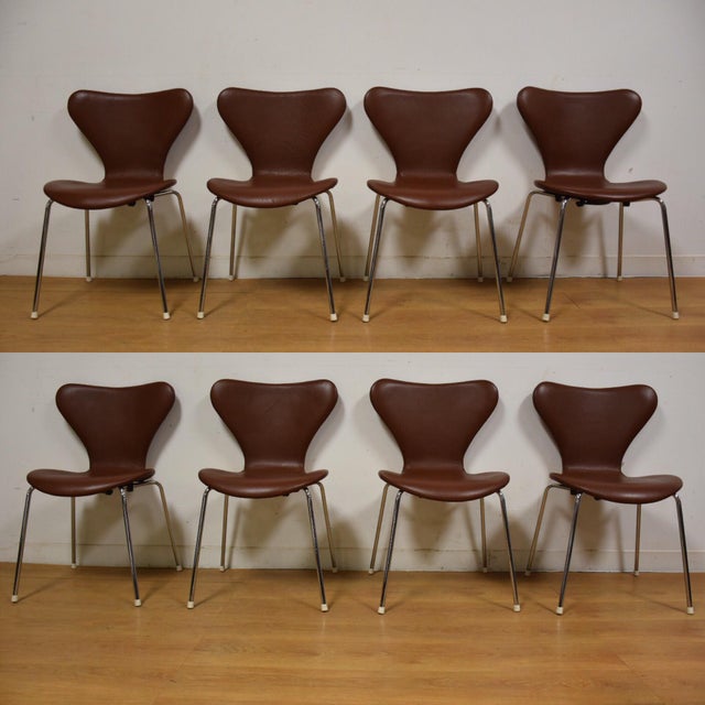 Brown Leather & Chrome Dining Chairs - Set of 8 | Chairish (640 x 640 Pixel)