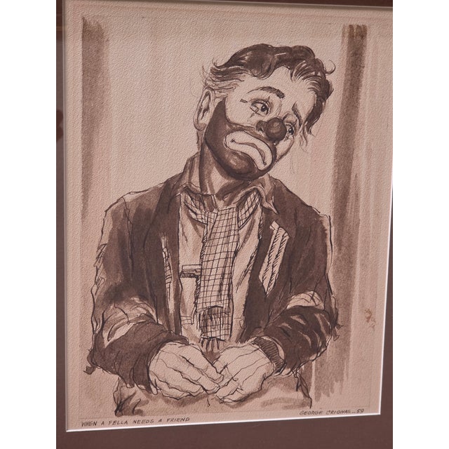 Early 1959 George Crionas Watercolor Original Signed and Titled: When a Fellow Needs a Friend For Sale - Image 11 of 11