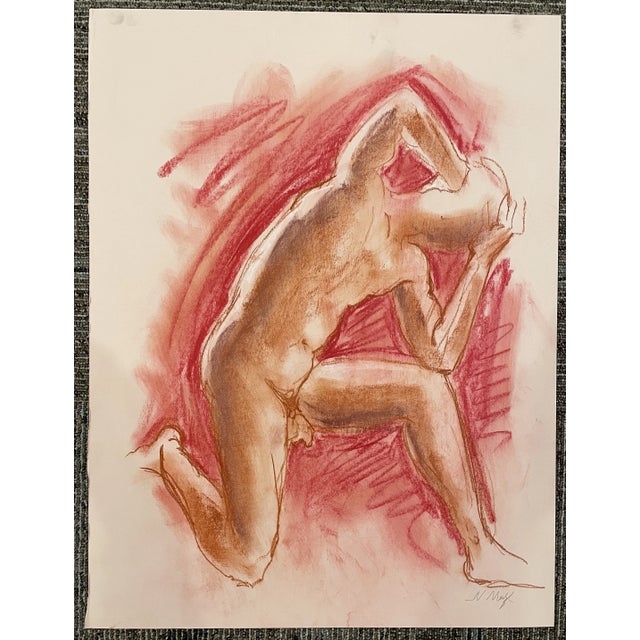 1980s Neil Meitzler Male Nude Oil Pastel Drawing For Sale - Image 5 of 5