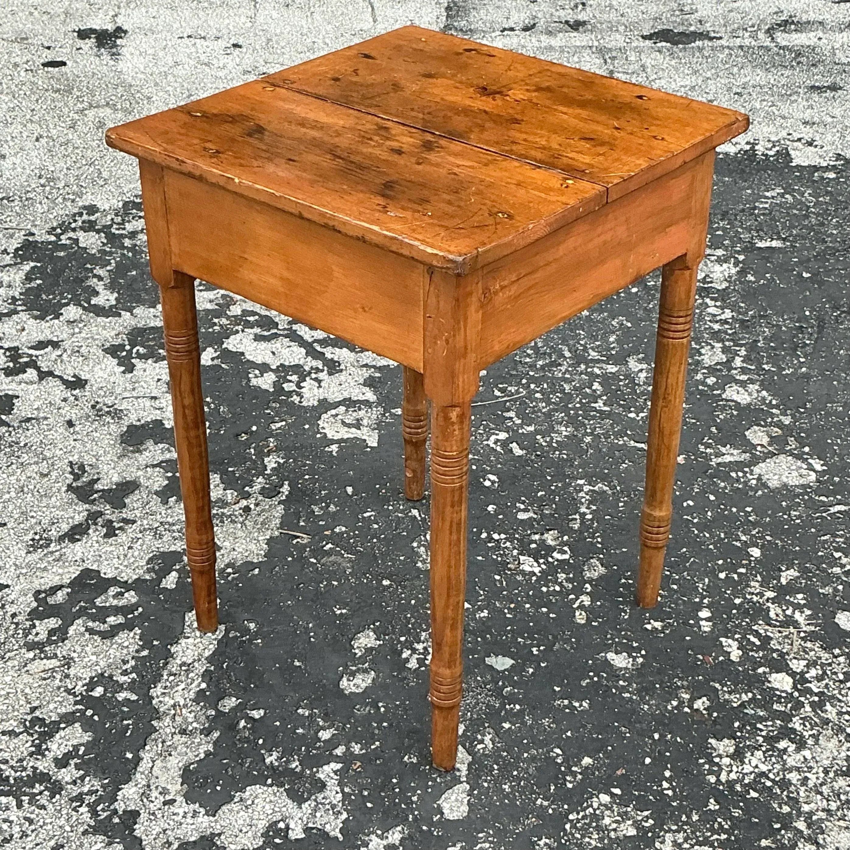 Vintage Primitive Side Table | Chairish