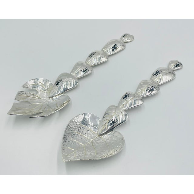 1980s 1980s Emilia Castillo “Ants on Leaves” Silver-Plated Serving Utensils, Taxco Mexico - a Pair For Sale - Image 5 of 18